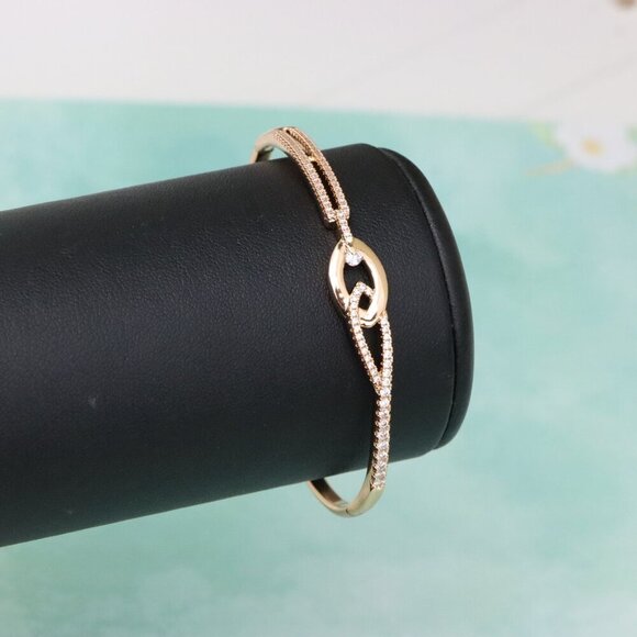 Elegant Rose Gold Bangle with Dainty Diamond Accents, XPBL0563 - Picture 8 of 12